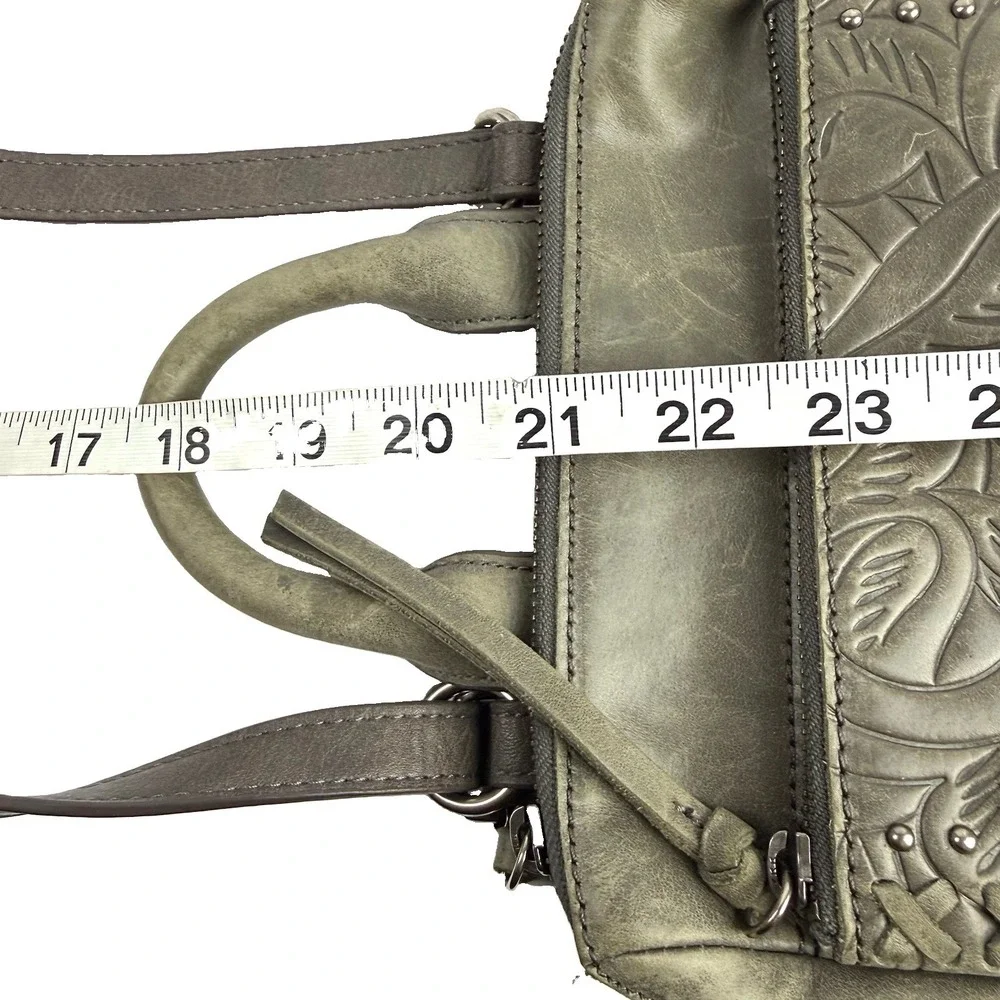 The Sak Loyola Convertible Backpack Gray Soft Tooled Leather Handbag